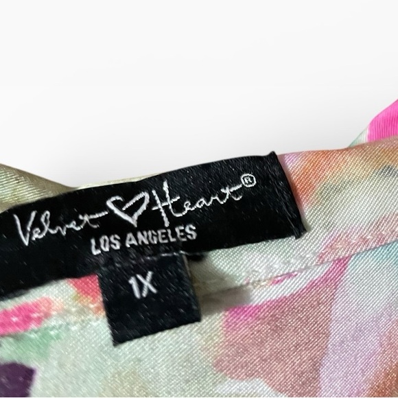 Velvet Heart Water Colors Sleeveless Collar V Neck Tencel Summer dress sz 1X - Picture 2 of 15